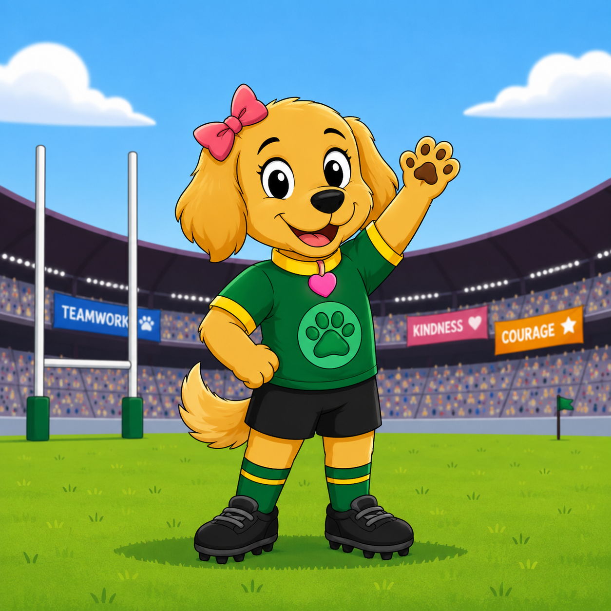 Rugger Pups golden pup waving